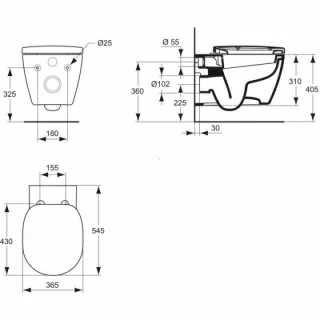 Vas WC suspendat Ideal Standard Connect, 36 x 54 cm