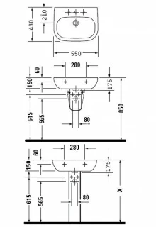 Piedestal lavoar Duravit D-CODE, alb