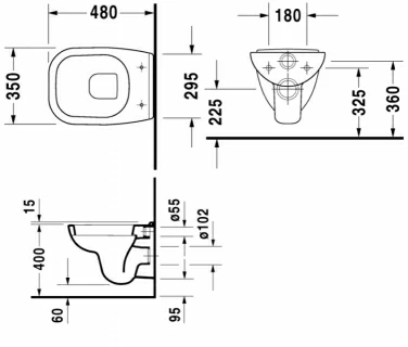 Vas WC suspendat Duravit D-CODE, 35x48 cm