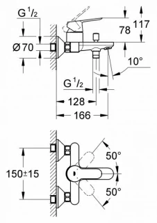 Baterie cada monocomanda Grohe BauEdge