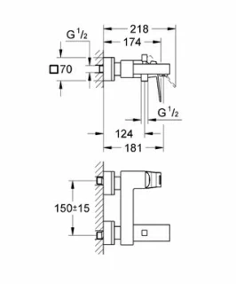 Baterie cada monocomanda Grohe Eurocube