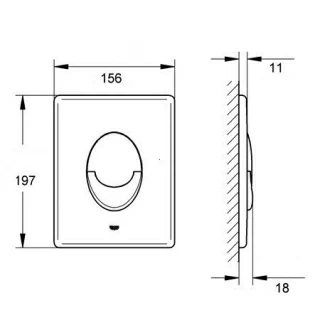 Clapeta actionare WC Grohe Skate Air spalare dubla/verticala, 1560 x 1970 mm