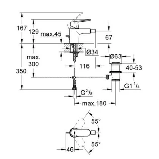 Baterie bideu monocomanda 1/2 Grohe Eurosmart Cosmopolitan