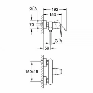 Baterie dus monocomanda 1/2 Grohe Eurosmart Cosmopolitan