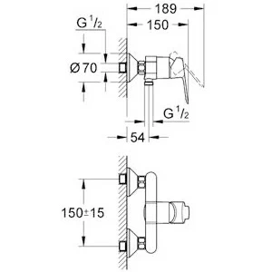 Baterie dus monocomanda Grohe BauEdge