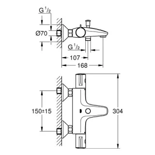 Baterie cada si dus dubla comanda Grohe Grohtherm 800 termostatata