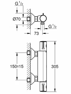 Baterie dus dubla comanda Grohe Grohtherm 800 termostatata 