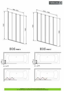 Paravan cada Radaway Eos PNW cu 4 elemente 86xH152 cm