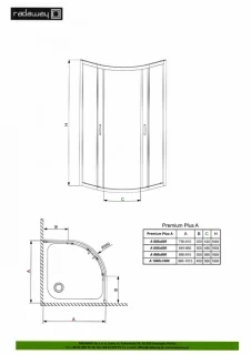 Cabina dus semirotunda Radaway Premium Plus A 1900, 80x80cm