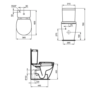 Vas WC cu montaj pe pardoseala Ideal Standard Connect Space 36x60 cm