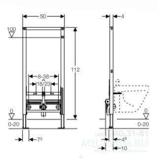 Cadru pentru bideu Geberit Duofix inaltime 112 cm