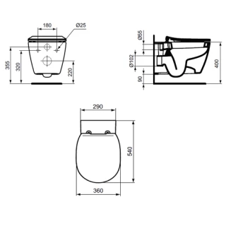 Vas WC suspendat cu fixare ascunsa Ideal Standard Connect,36x54 cm