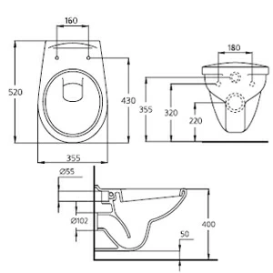 Vas WC Suspendat Ideal Standard Ecco 52x35xH35.5 cm