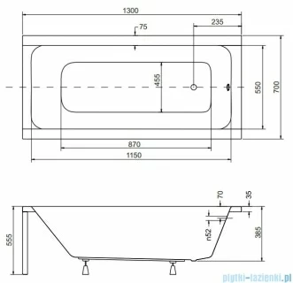 Cada rectangulara Besco Modern 130X70 cm acrilica