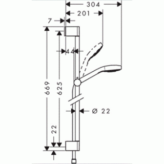 Set dus cu bara de 65 cm Hansgrohe Croma Select S Vario alb/crom