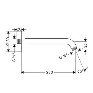 Brat dus Hansgrohe cu montaj pe perete 230 mm