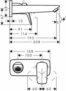 Baterie lavoar monocomanda cu montaj pe perete,Hansgrohe Logis