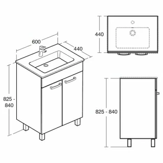 Baza lavoar pe pardoseala Ideal Standard Tempo60 cm,alb lucios