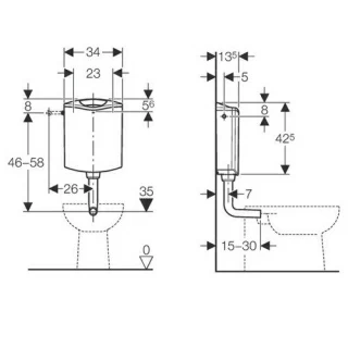 Rezervor WC aparent cu montaj la semi-inaltime Geberit AP116