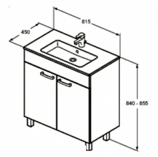 Baza lavoar pe pardoseala Ideal Standard Tempo 80 cm, alb lucios