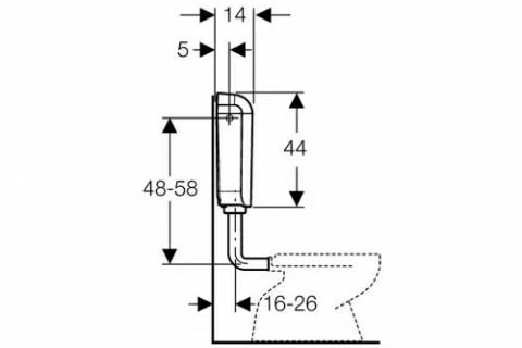 Rezervor WC aparent cu montaj la semi-inaltime,Geberit Montana Duo TM AP117