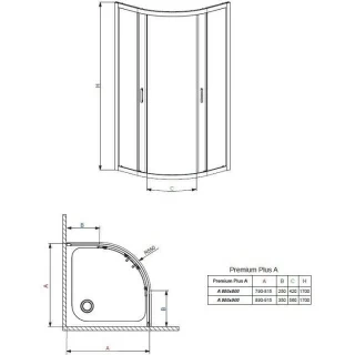 Cabina de dus semirotunda Radaway Premium Plus A 1700, 90x90xH170 cm