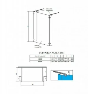 Cabina de dus Walk-In Radaway Euphoria I 130X200 cm, sticla transparenta (perete frontal W4)