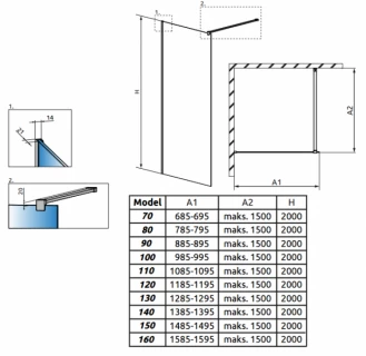 Cabina de dus Walk-In Radaway Modo New II150X200 cm, sticla transparenta
