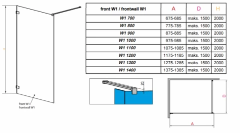 Cabina de dus Walk-In Radaway Euphoria V 110X200 cm sticla transparenta