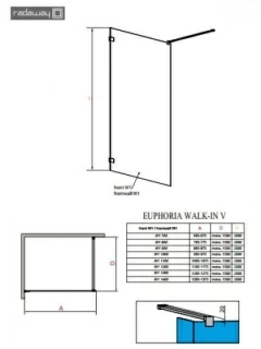 Cabina de dus Walk-In Radaway Euphoria V 100X200 cm sticla transparenta