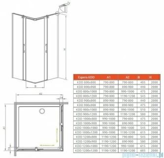 Usa cabina dus Radaway Espera KDD 100X200 cm, sticla transparenta