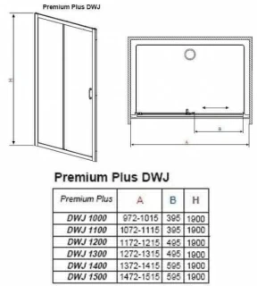 Usa de nisa Radaway Premium Plus DWJ, culisanta, 100X190 cm
