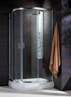 Cadita dus asimetrica semirotunda Radaway Patmos E, 100X80X16 cm, acrilica