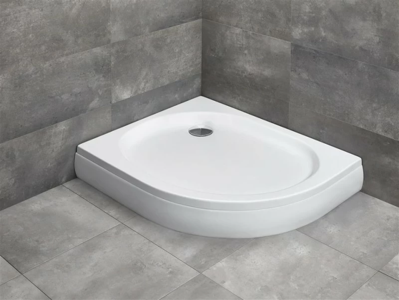 Cadita dus asimetrica semirotunda Radaway Patmos E, 100X80X16 cm, acrilica