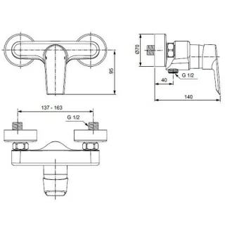 Baterie dus monocomanda Ideal Standard Tesi