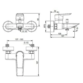Baterie cada si dus monocomanda Ideal Standard Tesi