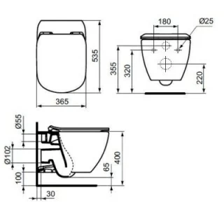 Vas WC suspendat Ideal Standard Tesi AquaBlade 54x37 cm