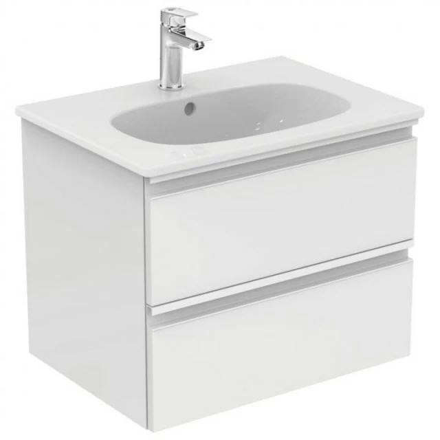 Mobilier baza Ideal Standard Tesi 60 x 49 x 44 cm, cu doua sertare, alb lucios