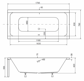 Cada rectangulara Besco Quadro 180 x 80 cm acrilica