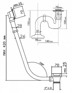 Coloana scurgere cu preaplin Besco retro crom pt cazile Otylia, Amelia, Gracja
