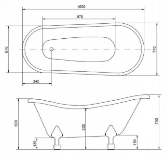 Cada retro de mijloc Besco Otylia cu picioare crom 160 x 77 cm
