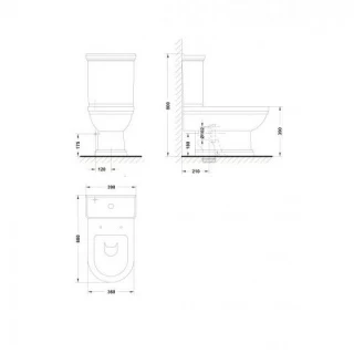 Vas WC Gala Noble pentru rezervor pe vas 68x36 cm