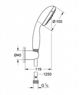 Set baterii 3in1 Grohe Eurosmart New cu baterie lavoar, baterie cada si set de dus cu agatatoare