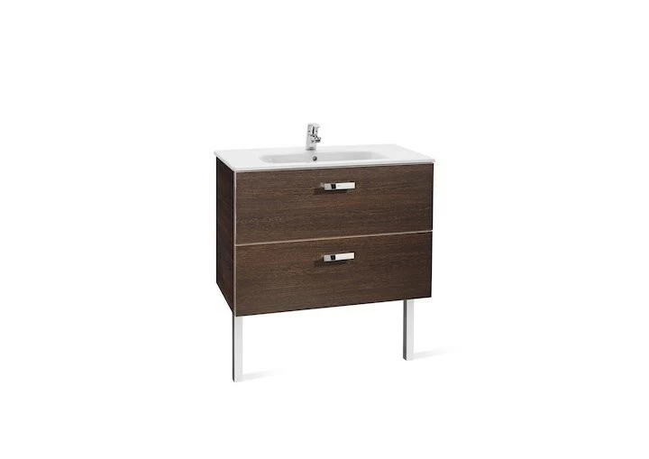 Set PROMO mobilier Roca Victoria Basic dulap baza cu 2 sertare 80x45cm si lavoar