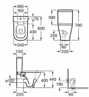 Vas WC Roca The Gap Rimless back-to-wall pentru rezervor asezat