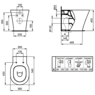 Vas WC Ideal Standard Connect Air AquaBlade pentru rezervor ingropat