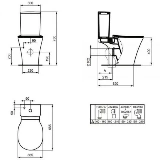 Rezervor Ideal Standard Connect Air Arc, alimentare inferioara