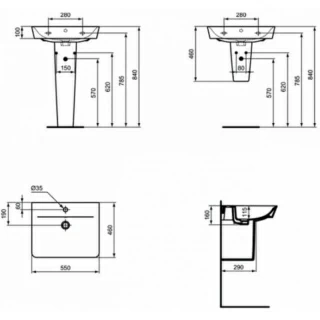Lavoar Ideal Standard Connect Air Cube suspendat 55 x 46 cm