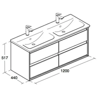 Baza lavoar Ideal Standard Connect Air 120x44xH52 cm, 4 sertare, alb