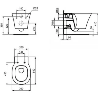 Vas WC suspendat Ideal Standard Connect Air cu AquaBlade 36 x 54 x H 35 cm